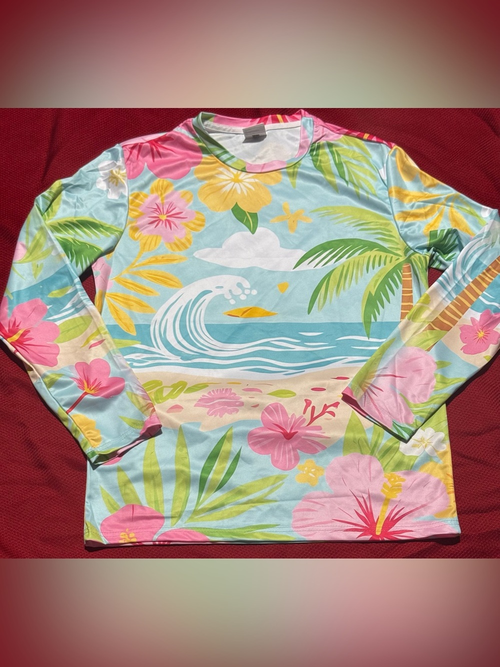 SHEIN Men's Long Sleeve Rash Guard - Blue, Pink, Yellow, Green